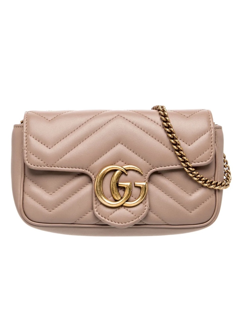 Gucci Beige Quilted Matelassé Leather Crossbody with Gold GG